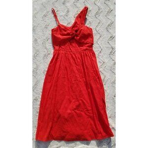 Asos 100% Cotton Red‎ Popcorn Texture Asymmetrical Midi Dress Size 6